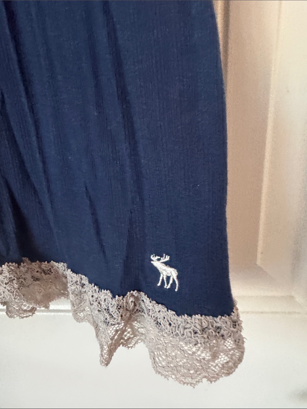 Abercrombie & Fitch Navy Cami / Tank with Cream Lace Trim - Picture 3 of 6
